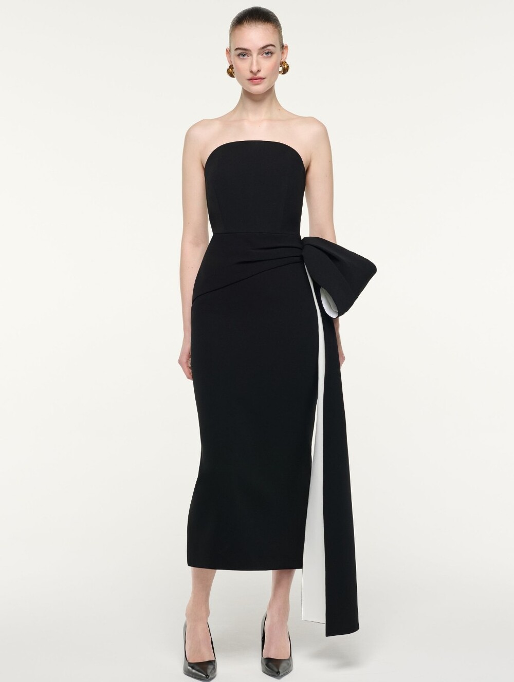 Roland Mouret Monochrome Draped Midi Dress